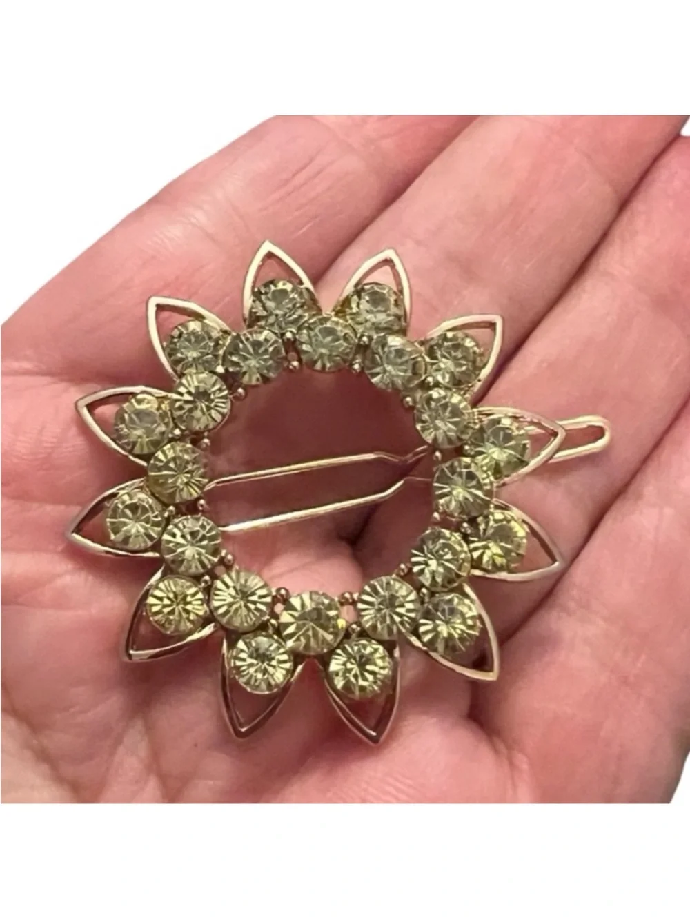 Gold-Tone Crystal Sunflower Hair Clip - Yellow Crystals FINAL PRICE DROP